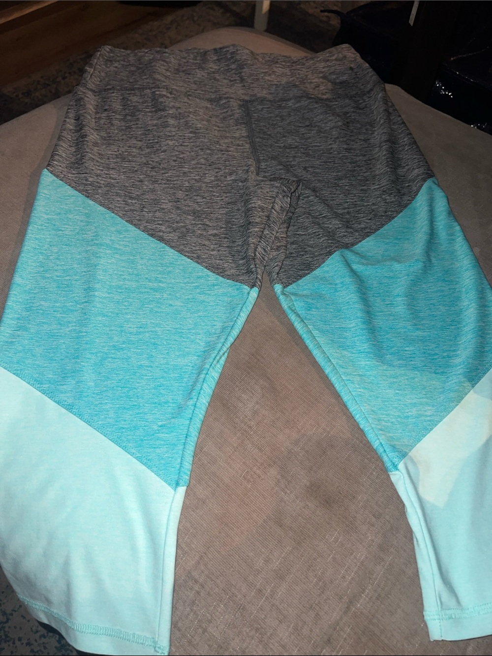Athletic Works Gray and Aqua Colorblock Capri Leggings